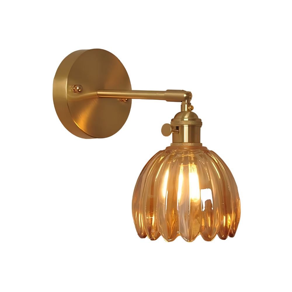 Vintage Messing Tulpen Glas Wandleuchter 1-Flammig