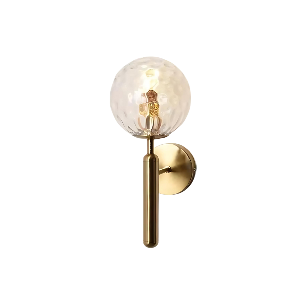 Nordic Brass Glass Globe Wall Sconce LED 1-Light