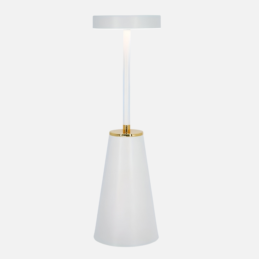 Lampada da tavolo moderna ricaricabile LED in ferro a cono 1 luce