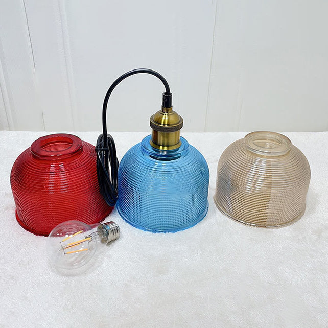 Vintage strukturierte Glas-Pendelleuchte 1-Flammig