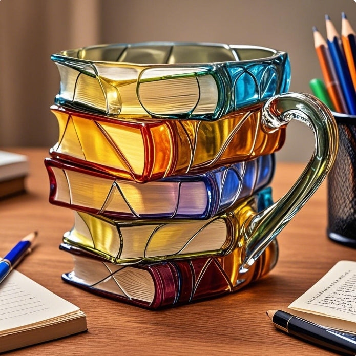 Handbemalte Buch-Tasse | Kreative 3D Roman-inspirierte Kaffeetasse