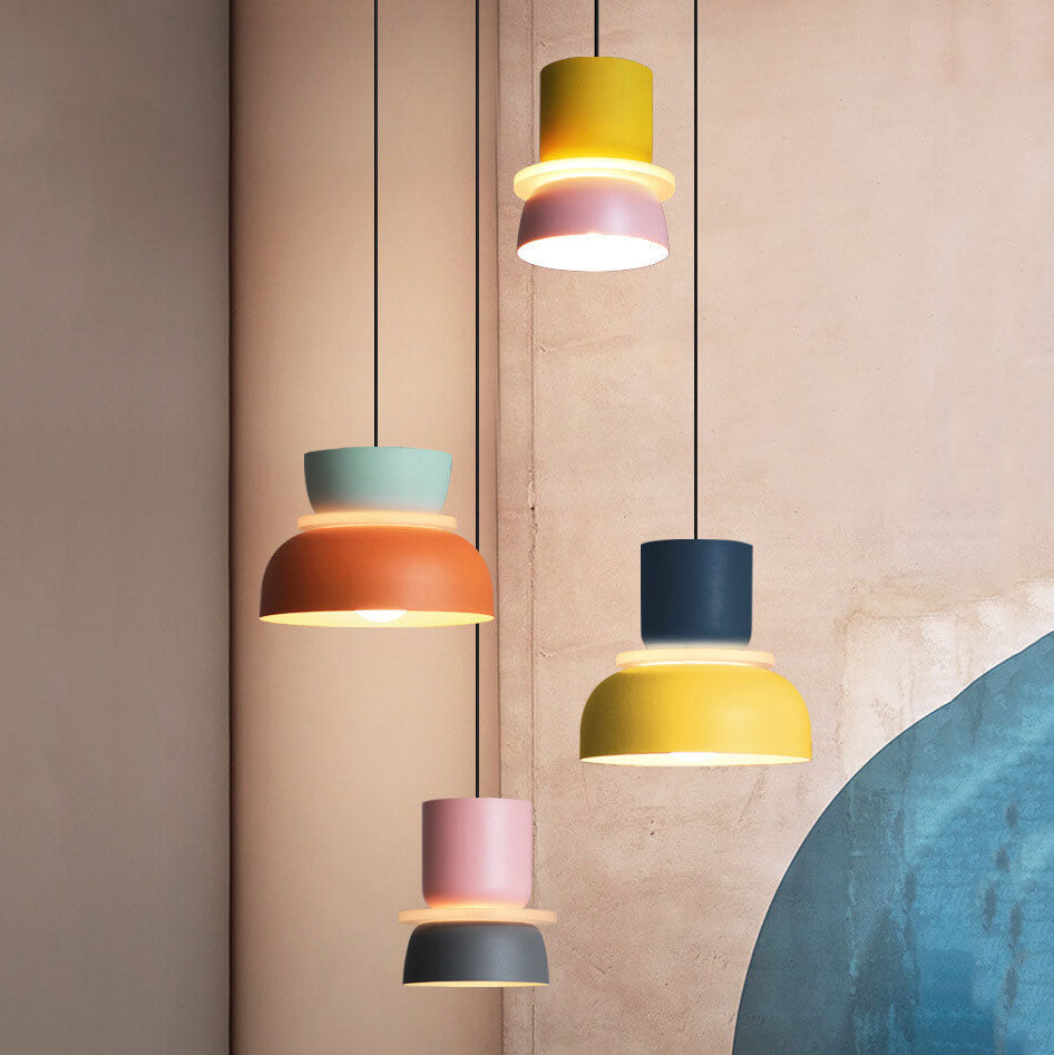 Lámpara colgante LED con cúpula bicolor de aleación de zinc nórdica de 1 luz