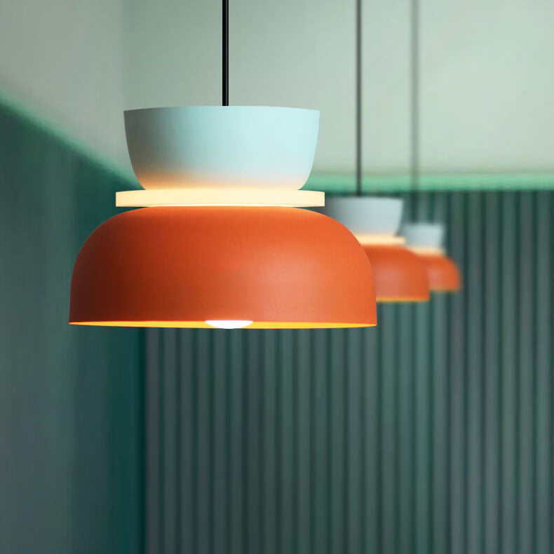 Lámpara colgante LED con cúpula bicolor de aleación de zinc nórdica de 1 luz