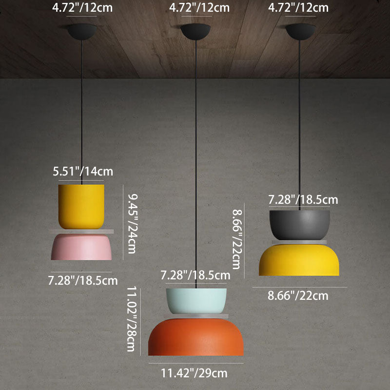 Lámpara colgante LED con cúpula bicolor de aleación de zinc nórdica de 1 luz