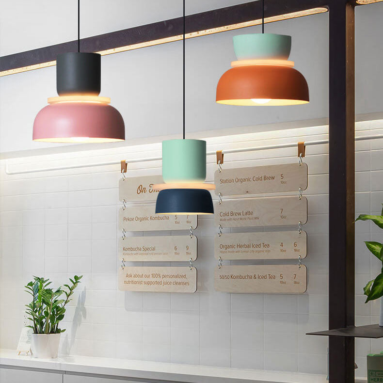 Lámpara colgante LED con cúpula bicolor de aleación de zinc nórdica de 1 luz