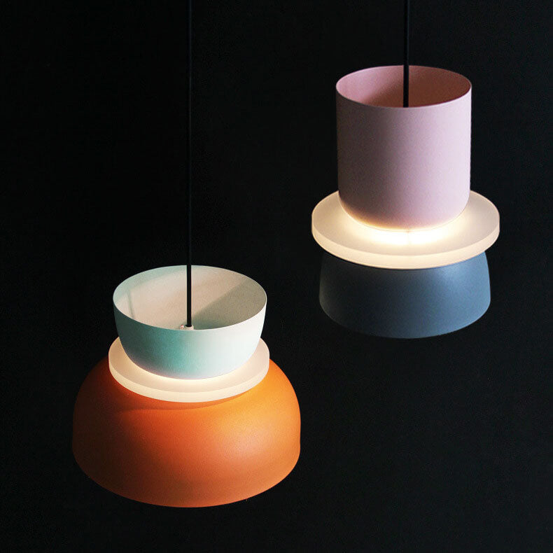 Lámpara colgante LED con cúpula bicolor de aleación de zinc nórdica de 1 luz