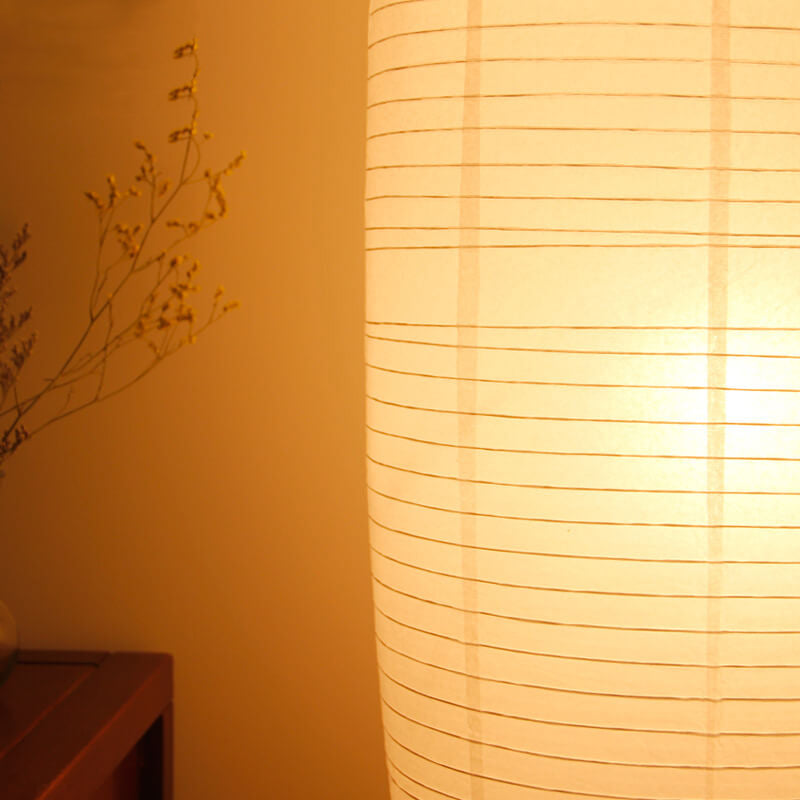 Lámpara de pie de columna de papel de arroz nórdico de 2 luces