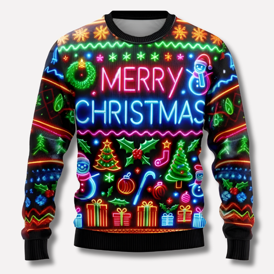 Unisex Neon Weihnachts-Pullover