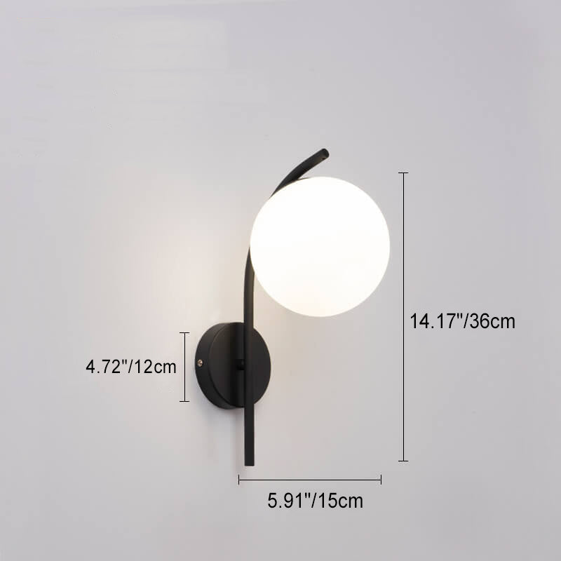 Nordische Glas-Kugel-Bogen-Wandleuchte mit 1 Licht