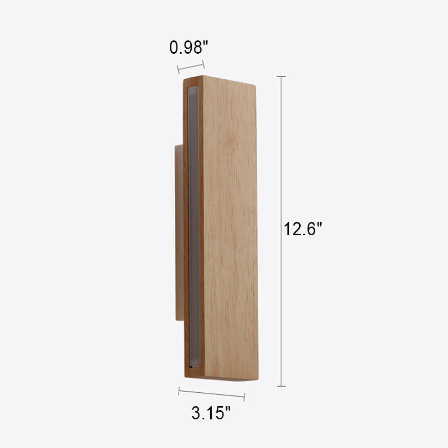 Applique da parete rettangolare LED in legno giapponese