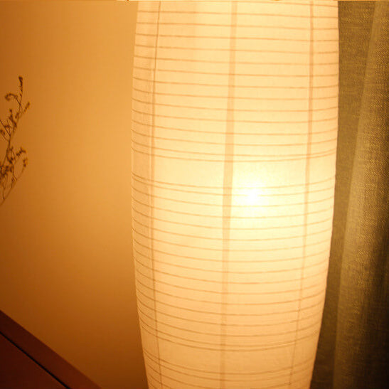 Lámpara de pie de columna de papel de arroz nórdico de 2 luces