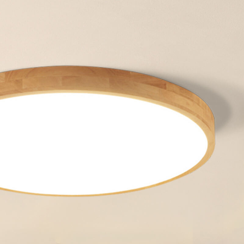 Plafoniera ultra sottile rotonda in legno massello nordico LED 1 luce
