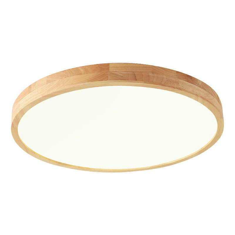 Nordisch massief houten ronde ultradunne LED plafondlamp 1-licht