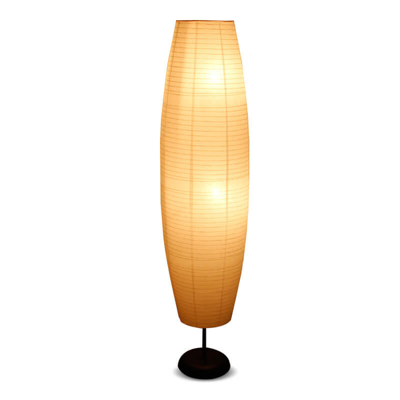 Lámpara de pie de columna de papel de arroz nórdico de 2 luces