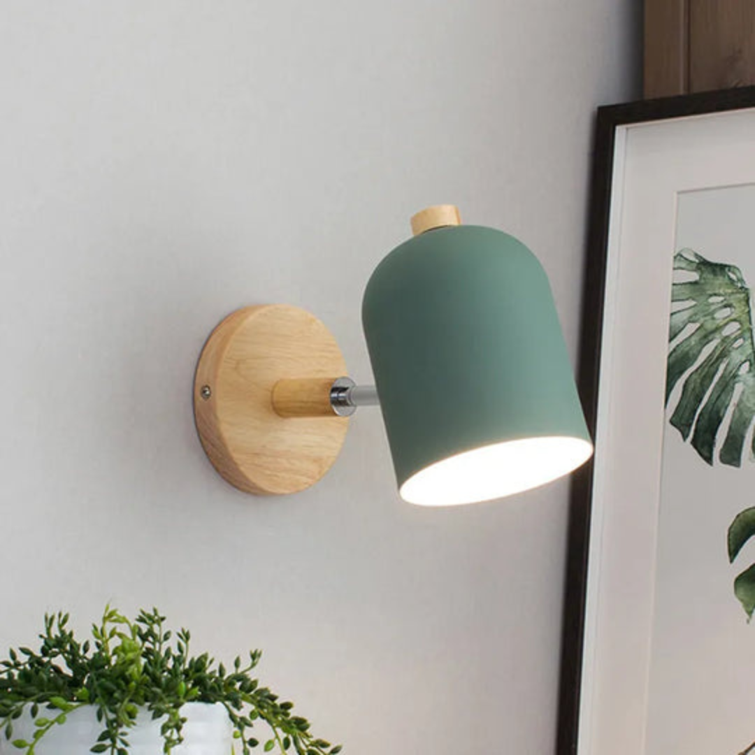 Applique da parete a cilindro in legno scandinavo LED 1 luce