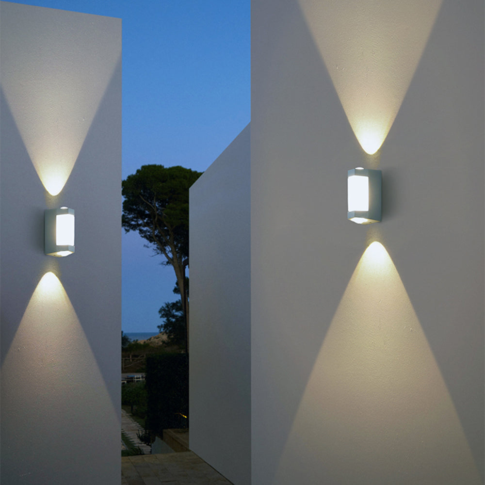 Nordische minimalistische Acryl rechteckige Außenwandleuchte LED Up-Down