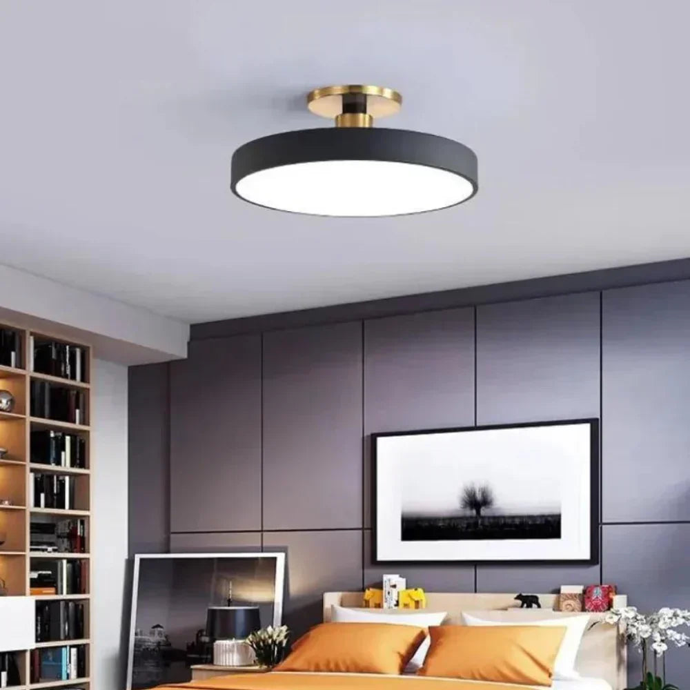 Lampada da soffitto rotonda in ottone LED moderna 1 luce