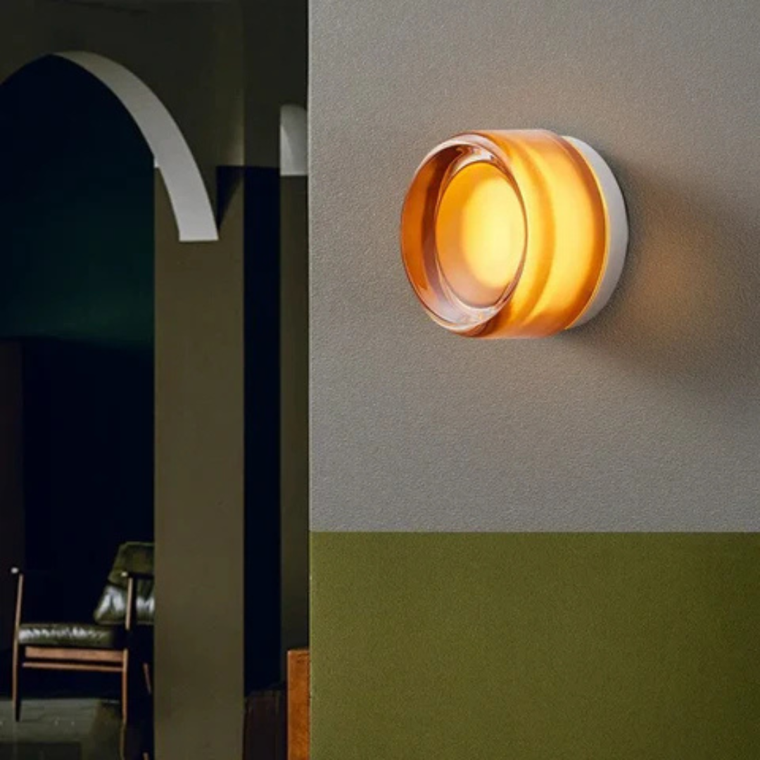 Aplique de pared LED redondo de vidrio moderno de 1 luz