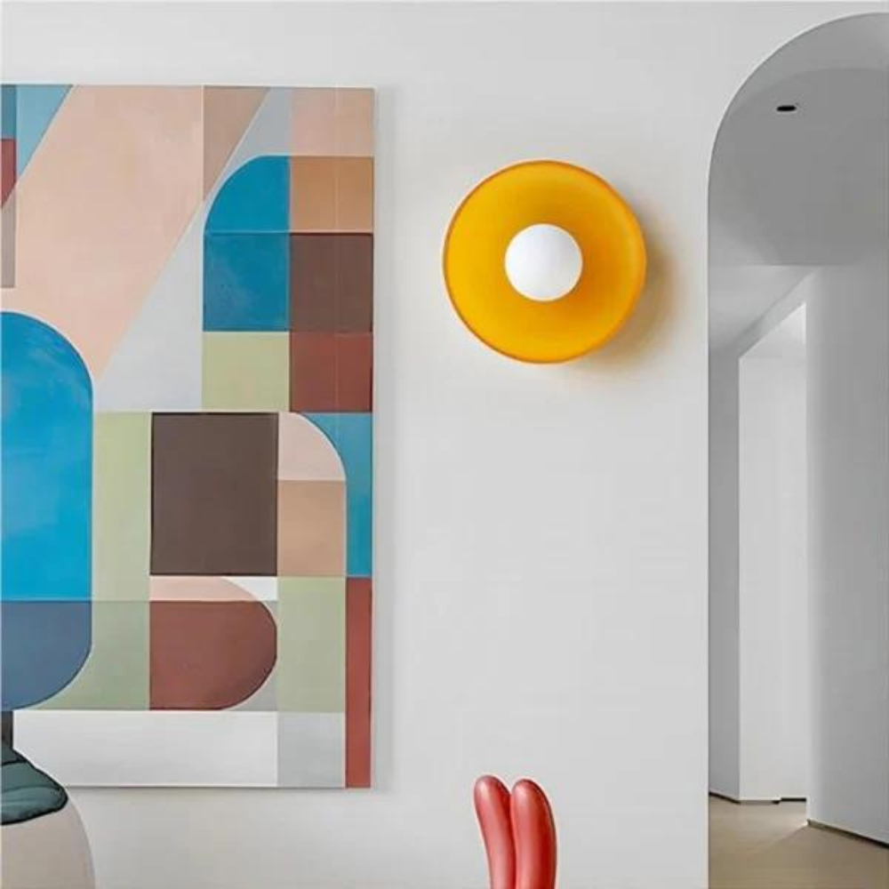 Plafoniera e applique moderna a disco in vetro con LED a 1 luce