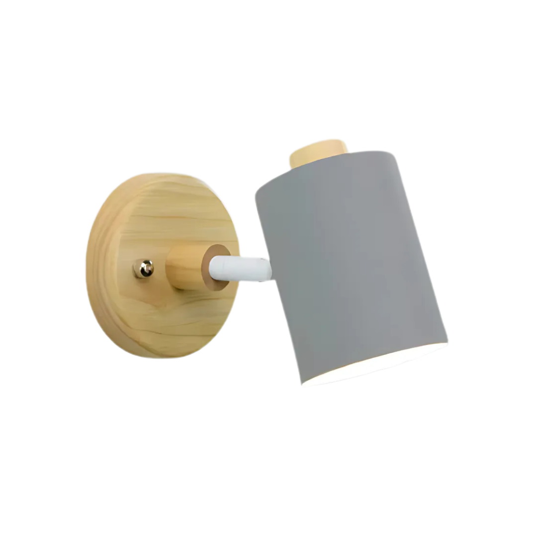 Moderne minimalistische Holz-Zylinder LED-Wandleuchte 1-flammig