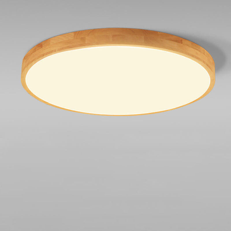 Plafoniera ultra sottile rotonda in legno massello nordico LED 1 luce