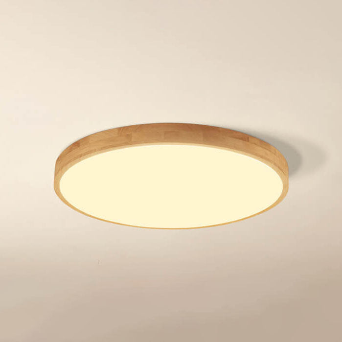 Plafoniera ultra sottile rotonda in legno massello nordico LED 1 luce