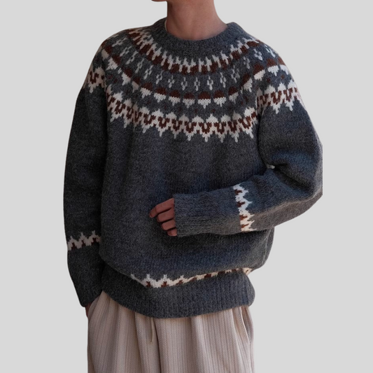 Herren Pullover mit Rundhalsausschnitt im Altmodischen Stil