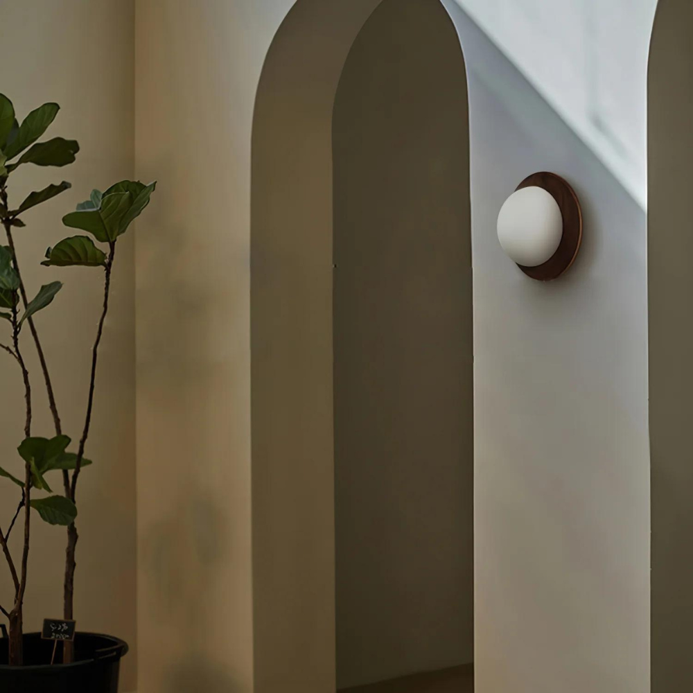 Applique da parete a globo in legno nordico LED 1 luce