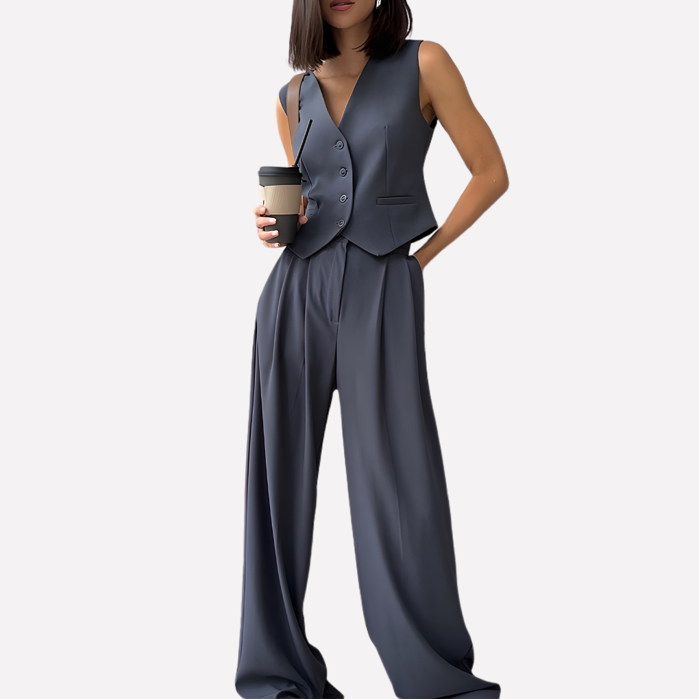 Gilet senza maniche da donna e pantaloni lunghi