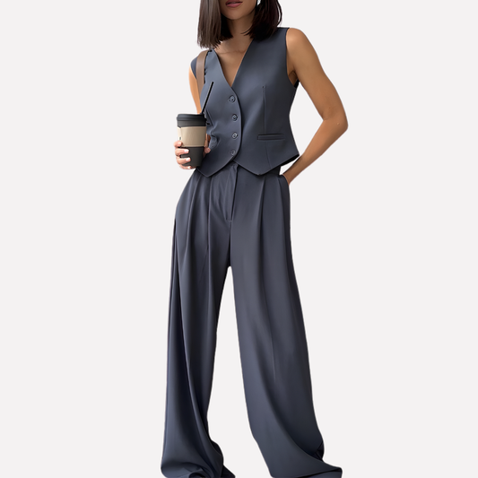 Gilet senza maniche da donna e pantaloni lunghi