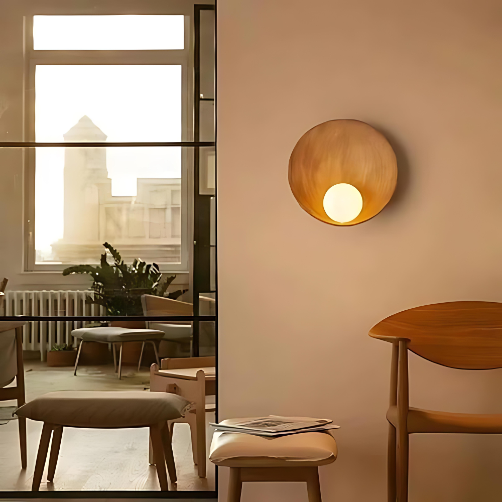 Applique da parete moderno Japandi in resina a forma di ciotola G9 1 luce