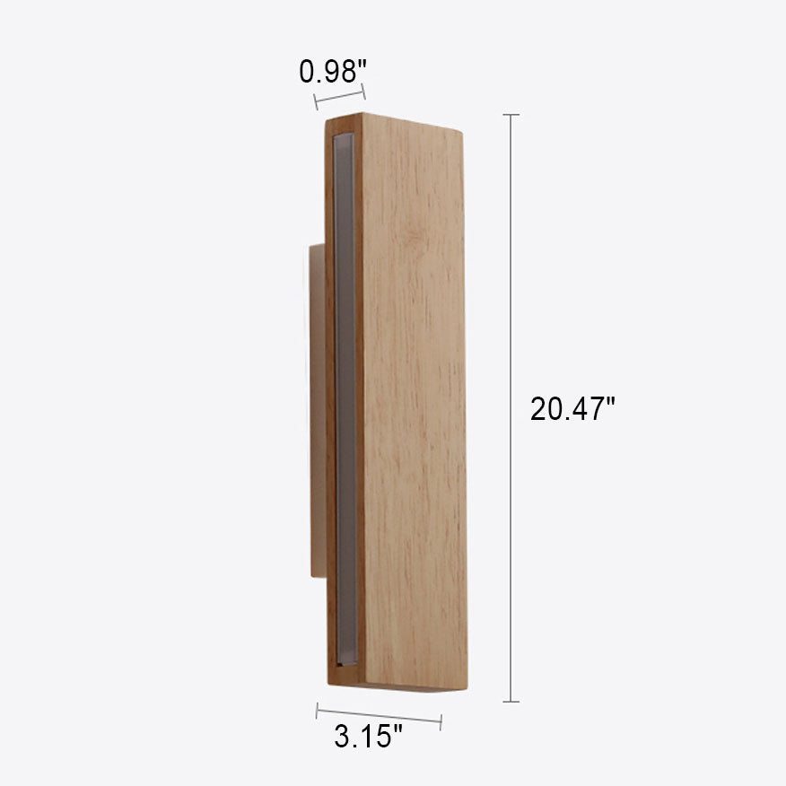 Applique da parete rettangolare LED in legno giapponese