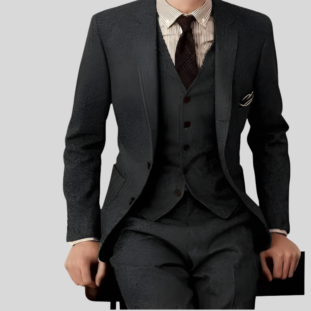 Pantalones de traje de tres piezas para hombre, corte slim