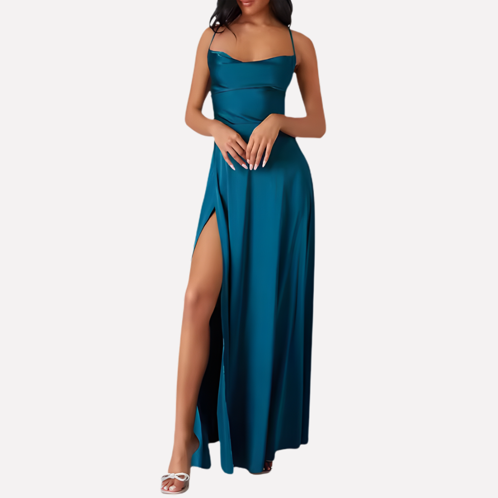 Damen Rückenfreies Maxikleid mit hohem Seitenschlitz