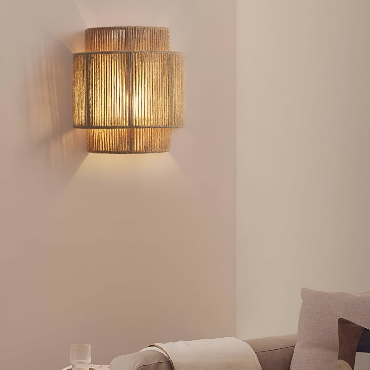 Vintage Boho handgewebter Seil Wandleuchter LED 1-Flammig