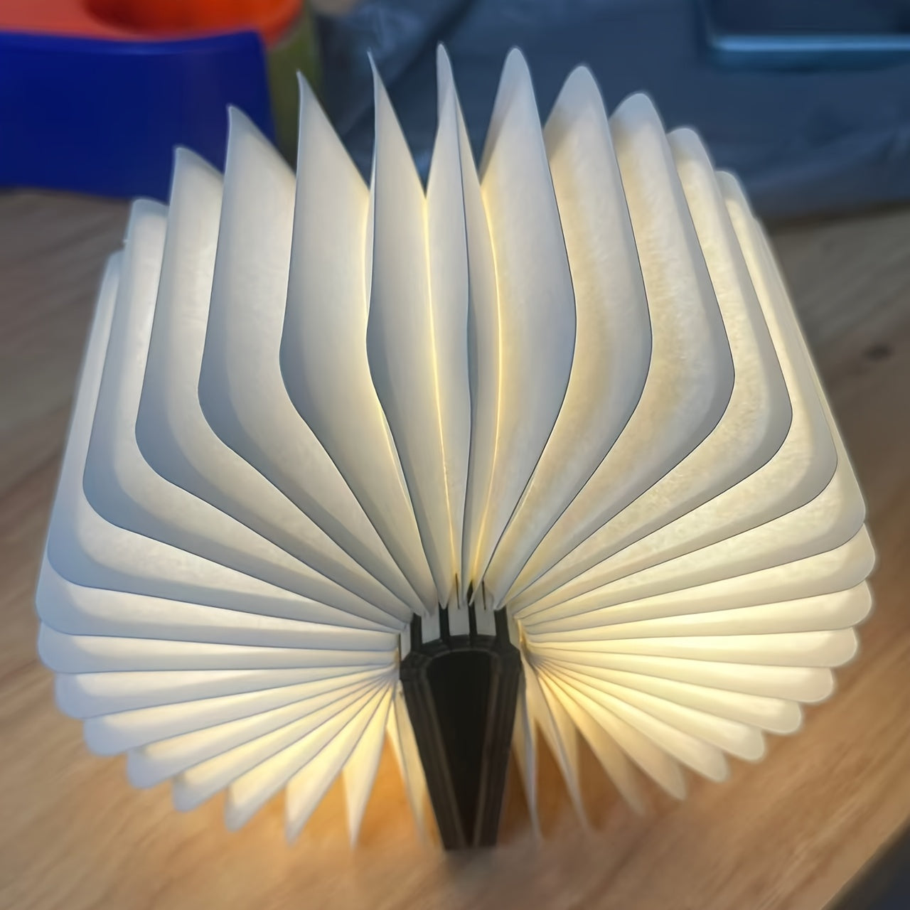 Faltbare Buchlampe – Wiederaufladbare LED-Nachttischlampe, 3-Farben Tragbares Nachtlicht