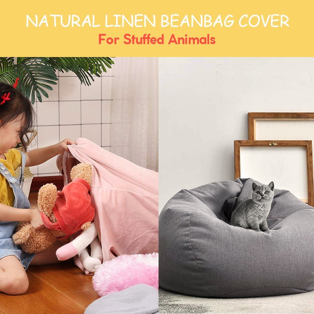 Copertura in Lino Naturale per Sacco a Fagioli per Peluche