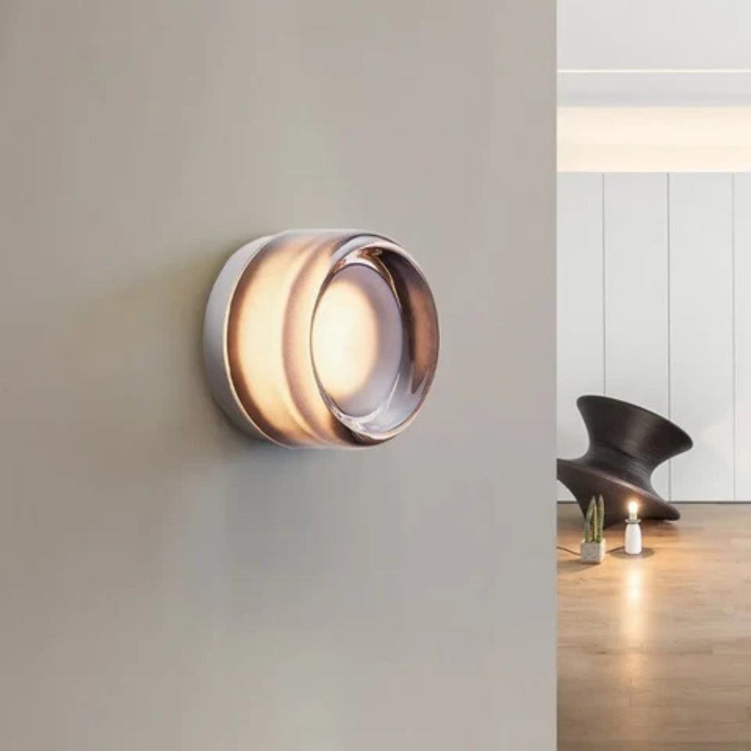 Aplique de pared LED redondo de vidrio moderno de 1 luz