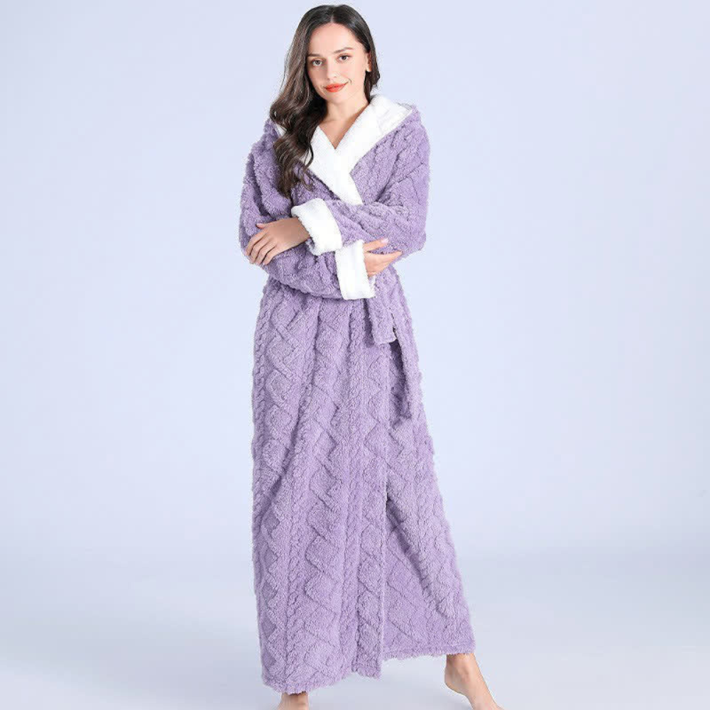 Ultimate Women’s Thick Hooded Flannel Bathrobe