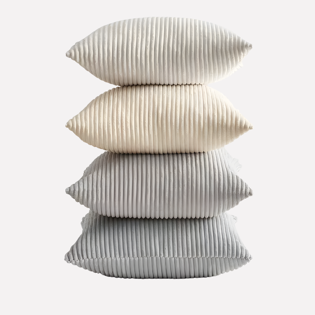 Set di 4 copricuscini a righe in stile bohemien