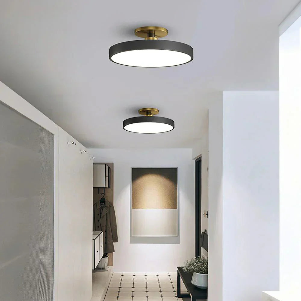 Lampada da soffitto rotonda in ottone LED moderna 1 luce