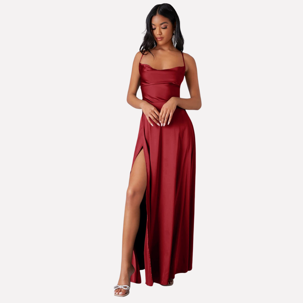 Damen Rückenfreies Maxikleid mit hohem Seitenschlitz