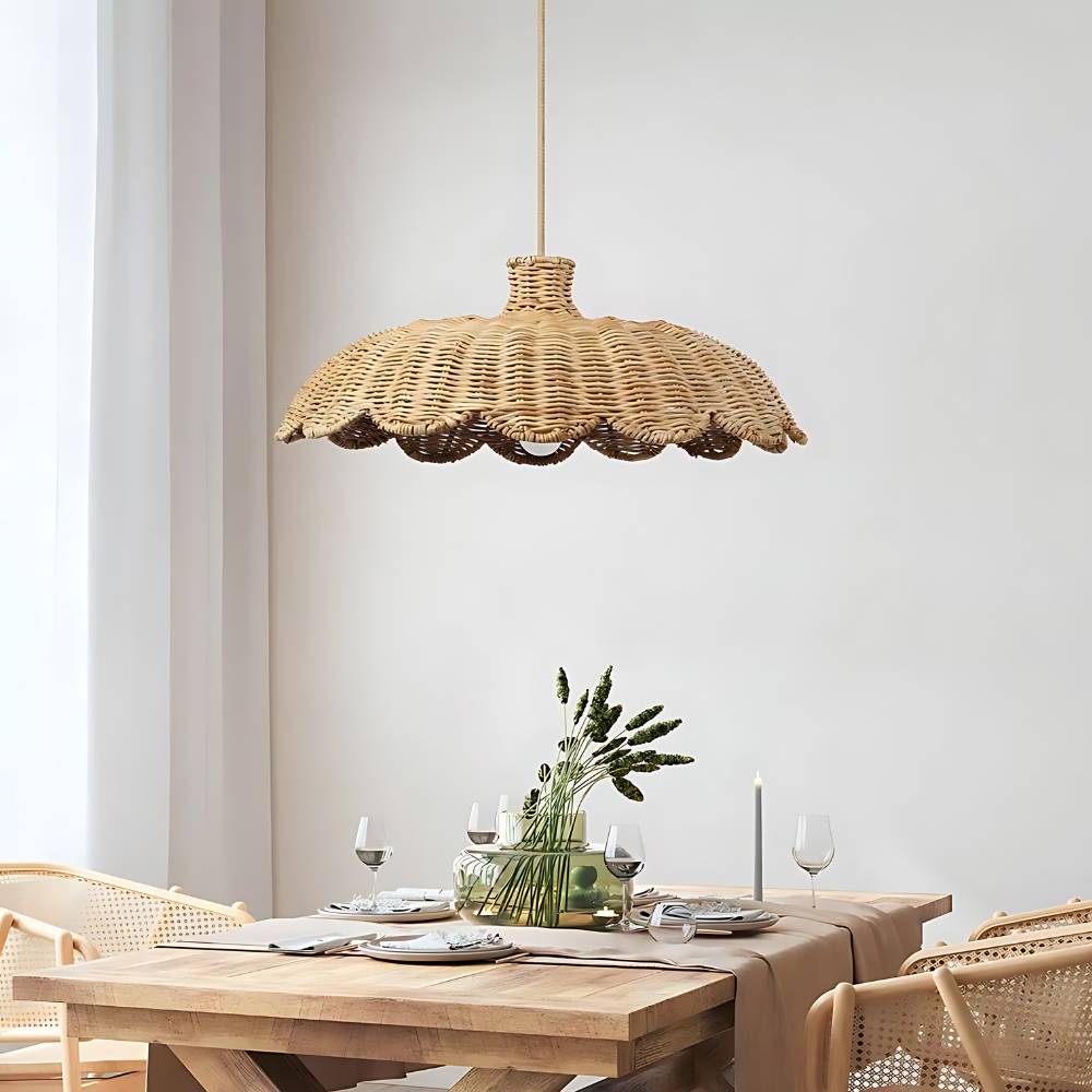 Boho Rattan Pendelleuchte LED 1-flammig