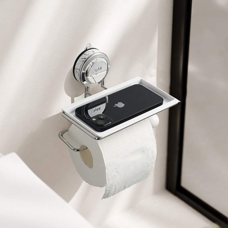 Porta rotolo per carta igienica in acciaio inox con ventosa senza fori – Antiruggine e facile da installare