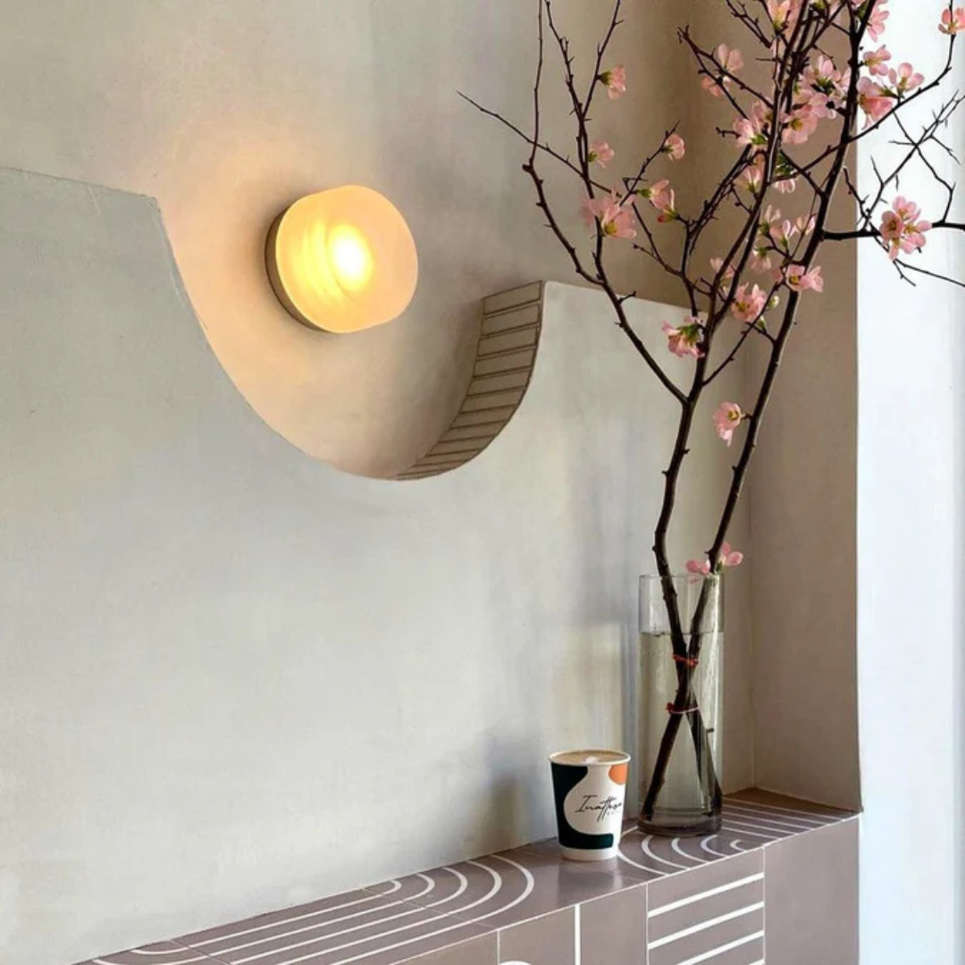 Aplique de pared LED redondo de vidrio moderno de 1 luz