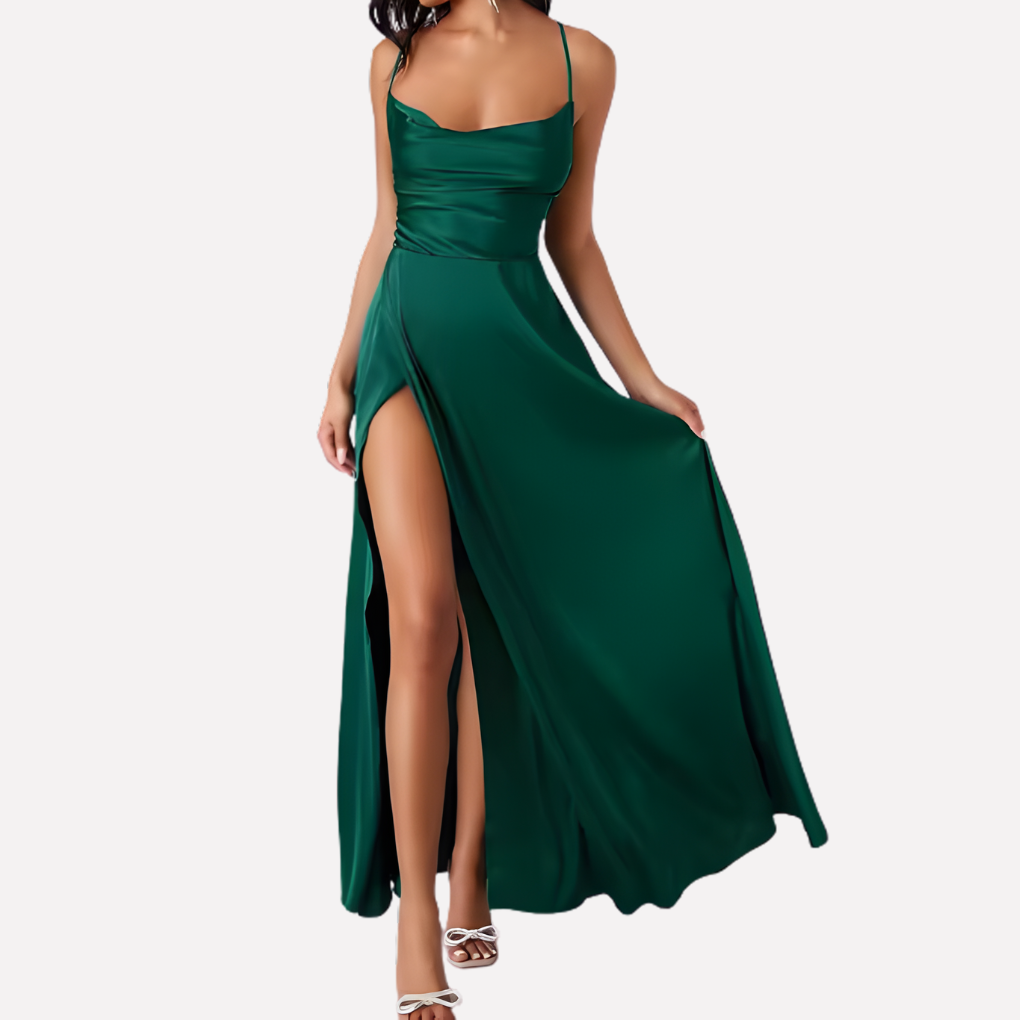 Damen Rückenfreies Maxikleid mit hohem Seitenschlitz