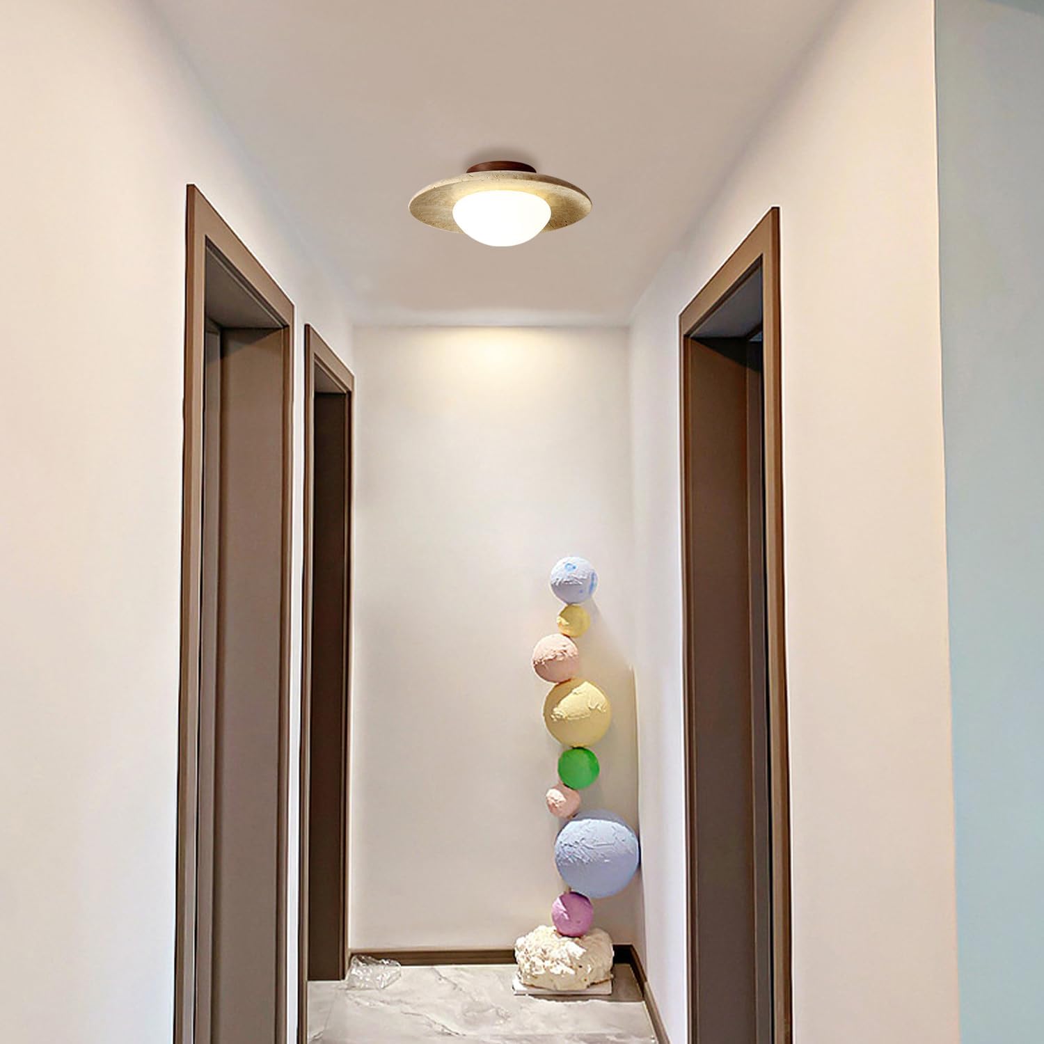 Lampada da soffitto rotonda in travertino minimalista nordica LED 1 luce