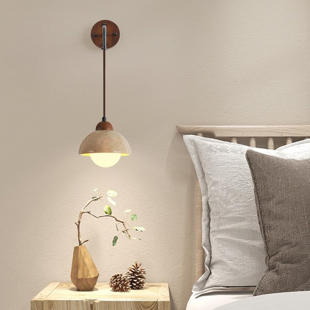 Moderner Travertin & Holz hängender Wandleuchter LED 1-Flammig