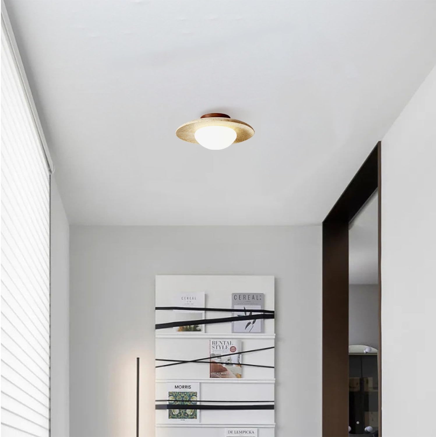 Lampada da soffitto rotonda in travertino minimalista nordica LED 1 luce