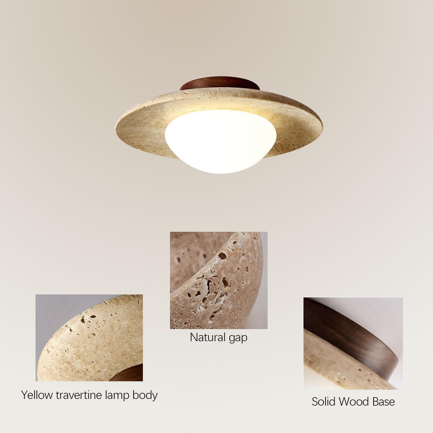 Lampada da soffitto rotonda in travertino minimalista nordica LED 1 luce